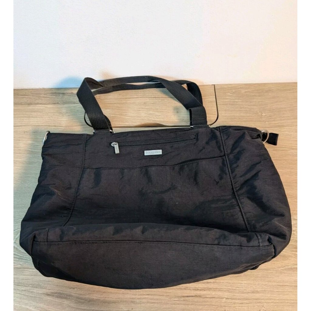 Baggallini Shoulder Tote Bag Carry On Travel Trolley Sleeve Laptop Black Read